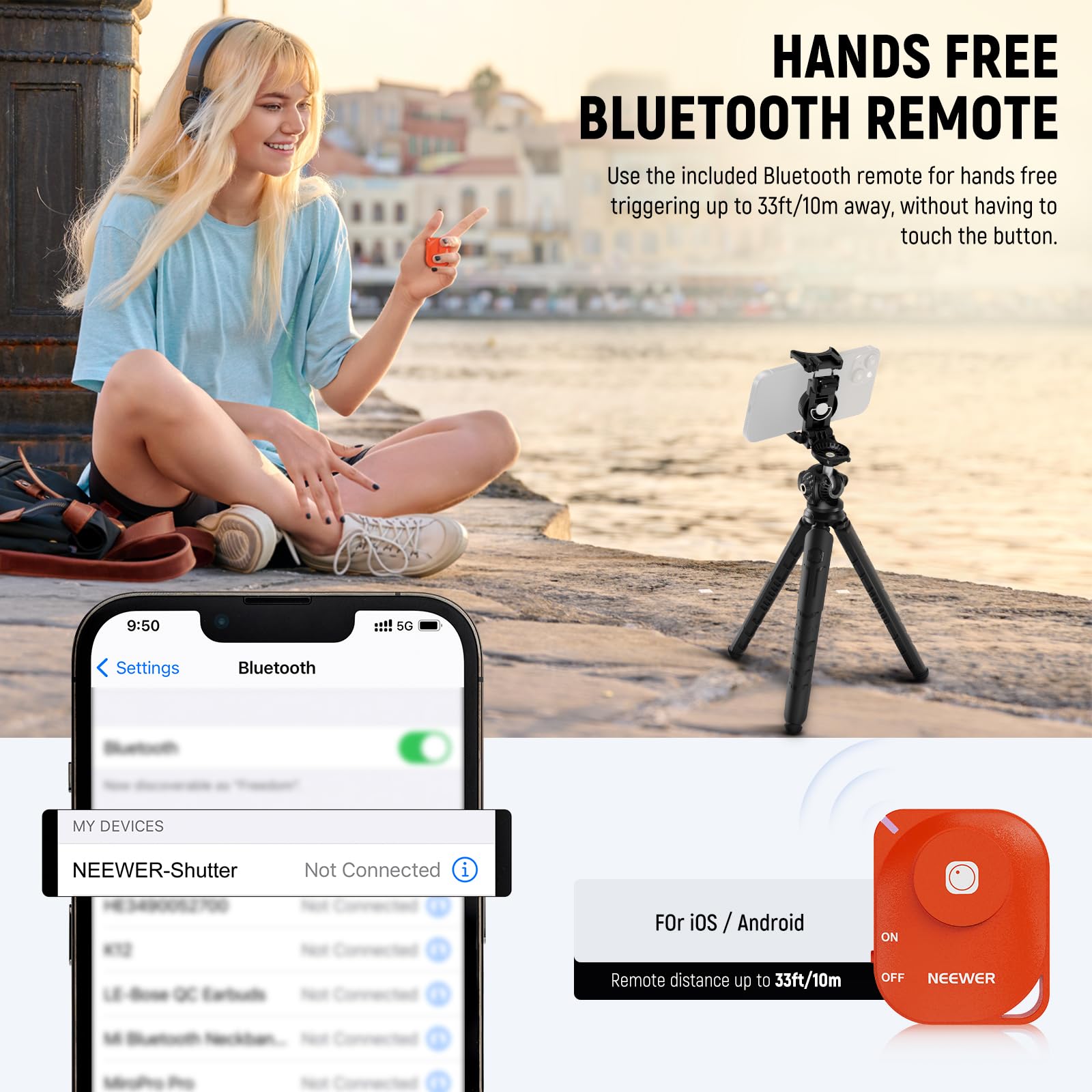 Foto 2 | Trípode Neewer Tp35 Para Iphone Con Mando A Distancia Y Adaptador De Cámara De Acción - Venta Internacional.