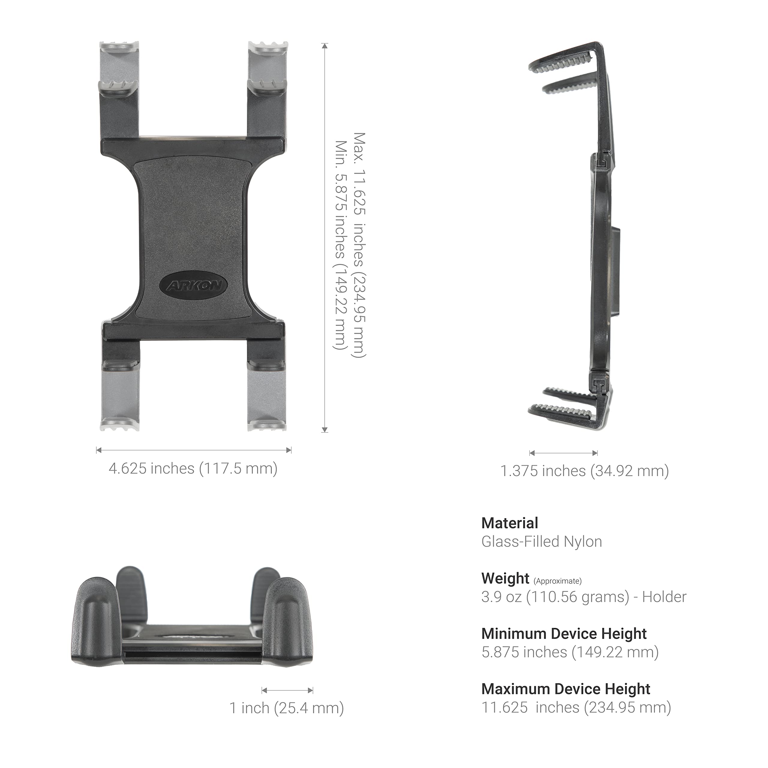 Foto 7 pulgar | Soporte Para Tableta Arkon Clamp Secure Grip, Rotación De 360° - Venta Internacional.