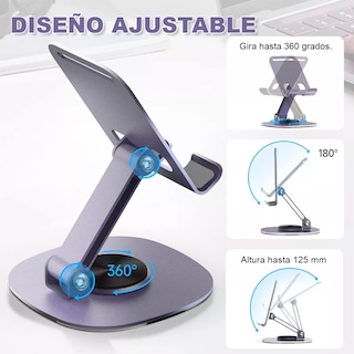 Foto 3 | Soporte Base Para Celular Tablet Plegable Giratorio Metalico