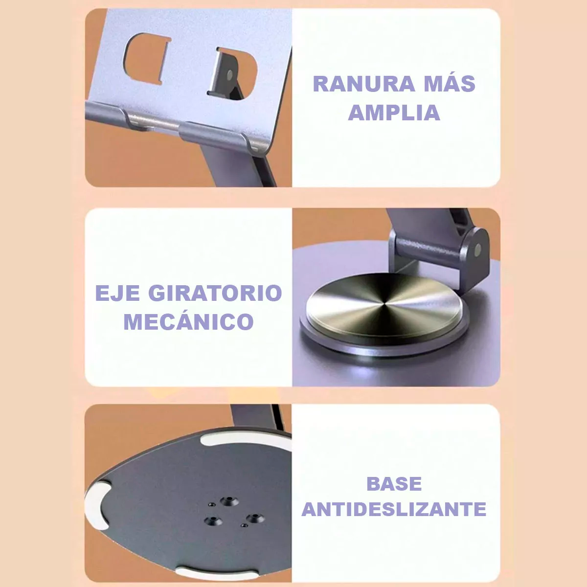 Foto 5 pulgar | Soporte Base Para Celular Tablet Plegable Giratorio Metalico