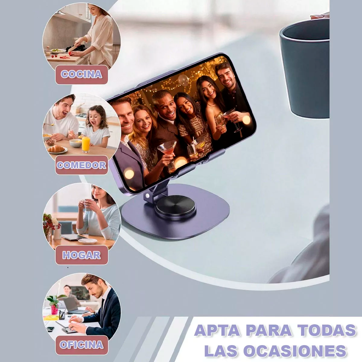 Foto 7 pulgar | Soporte Base Para Celular Tablet Plegable Giratorio Metalico