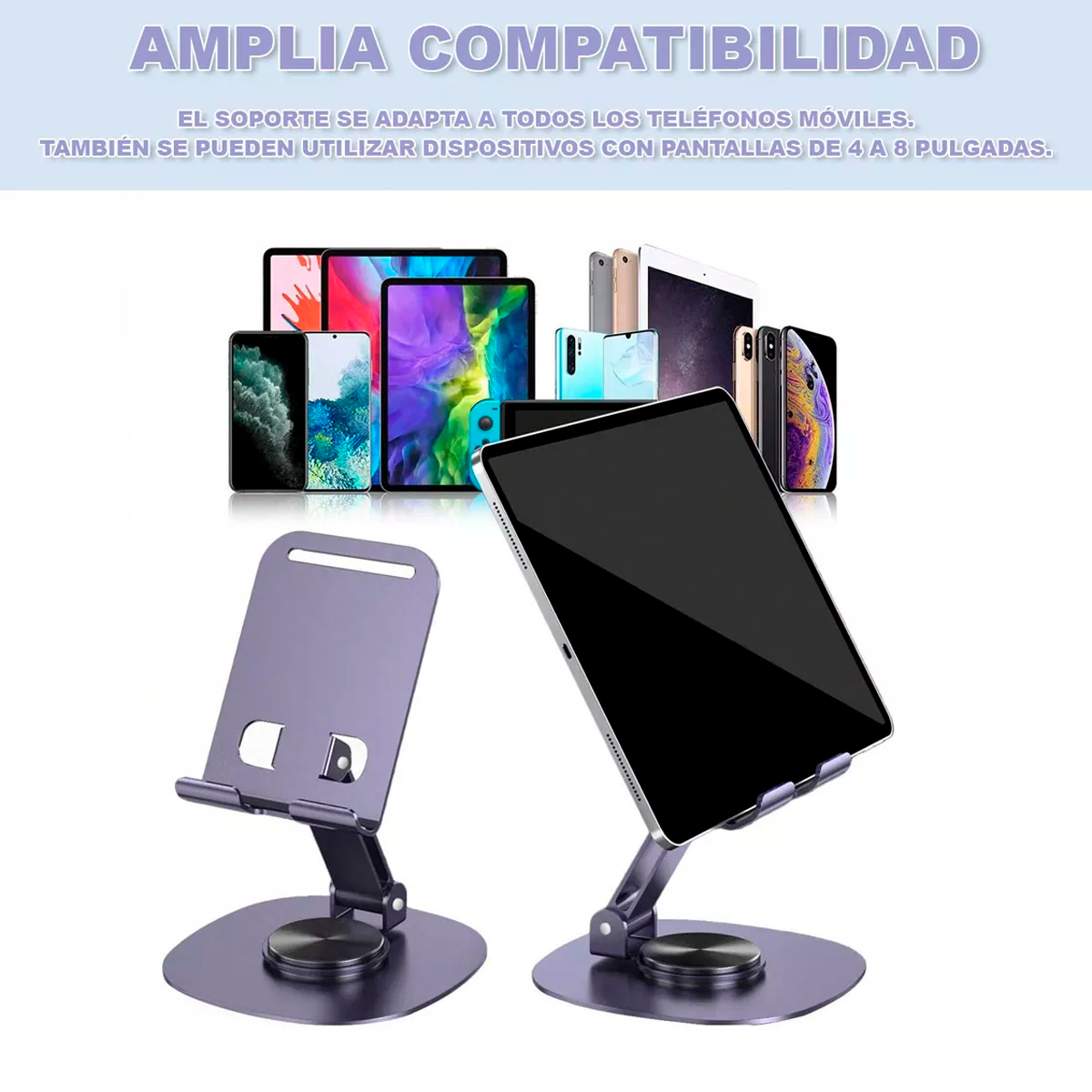 Foto 8 pulgar | Soporte Base Para Celular Tablet Plegable Giratorio Metalico