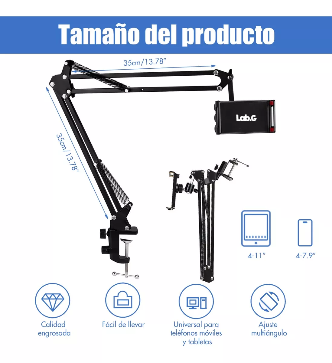 Foto 4 | Soporte Para Celular Ipad Tablet Ajustable Lab.g Soporte Brazo Color Negro