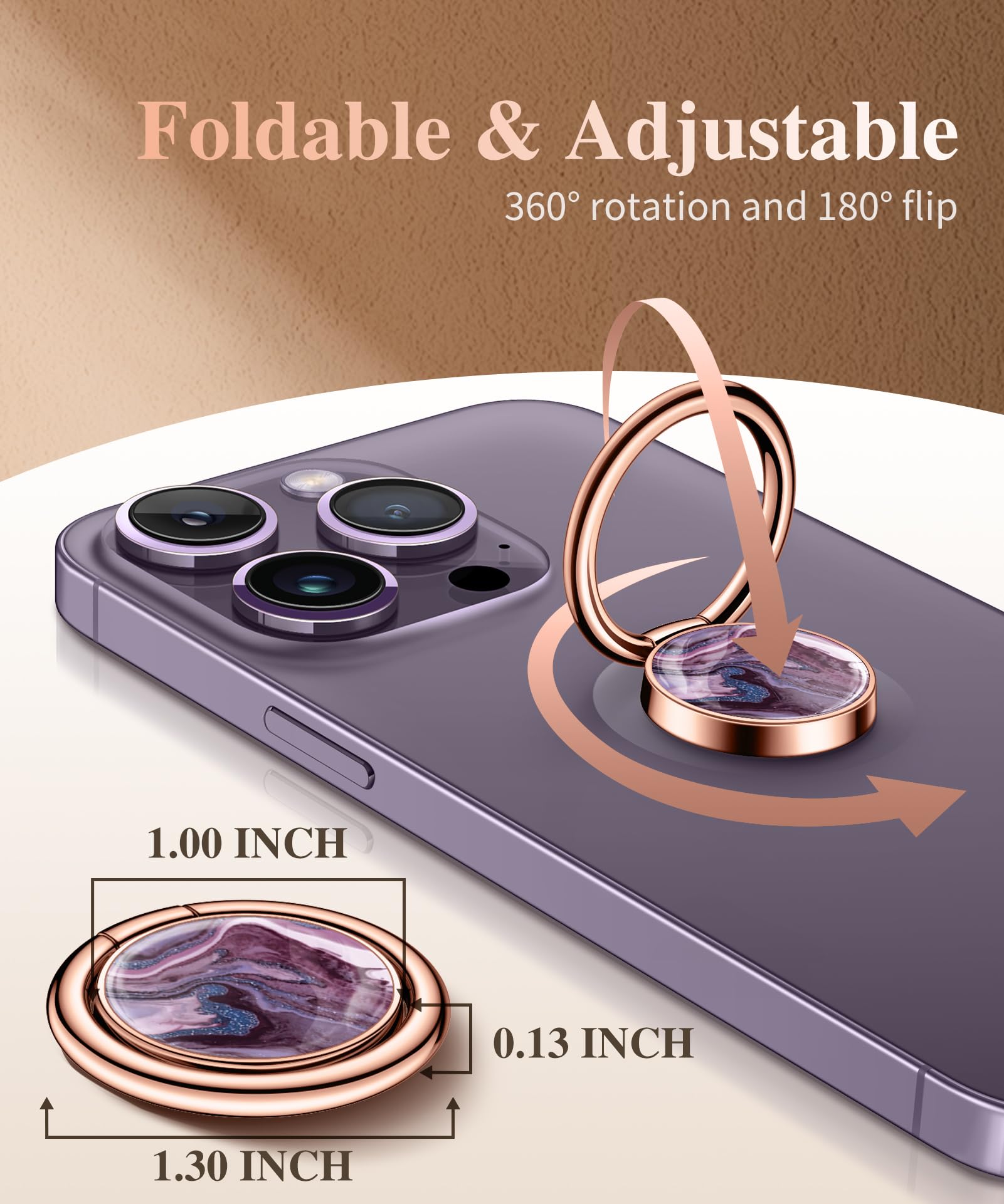 Foto 3 pulgar | Soporte Para Teléfono Móvil Gviewin, Soporte Metálico De Mármol, Color Morado - Venta Internacional.