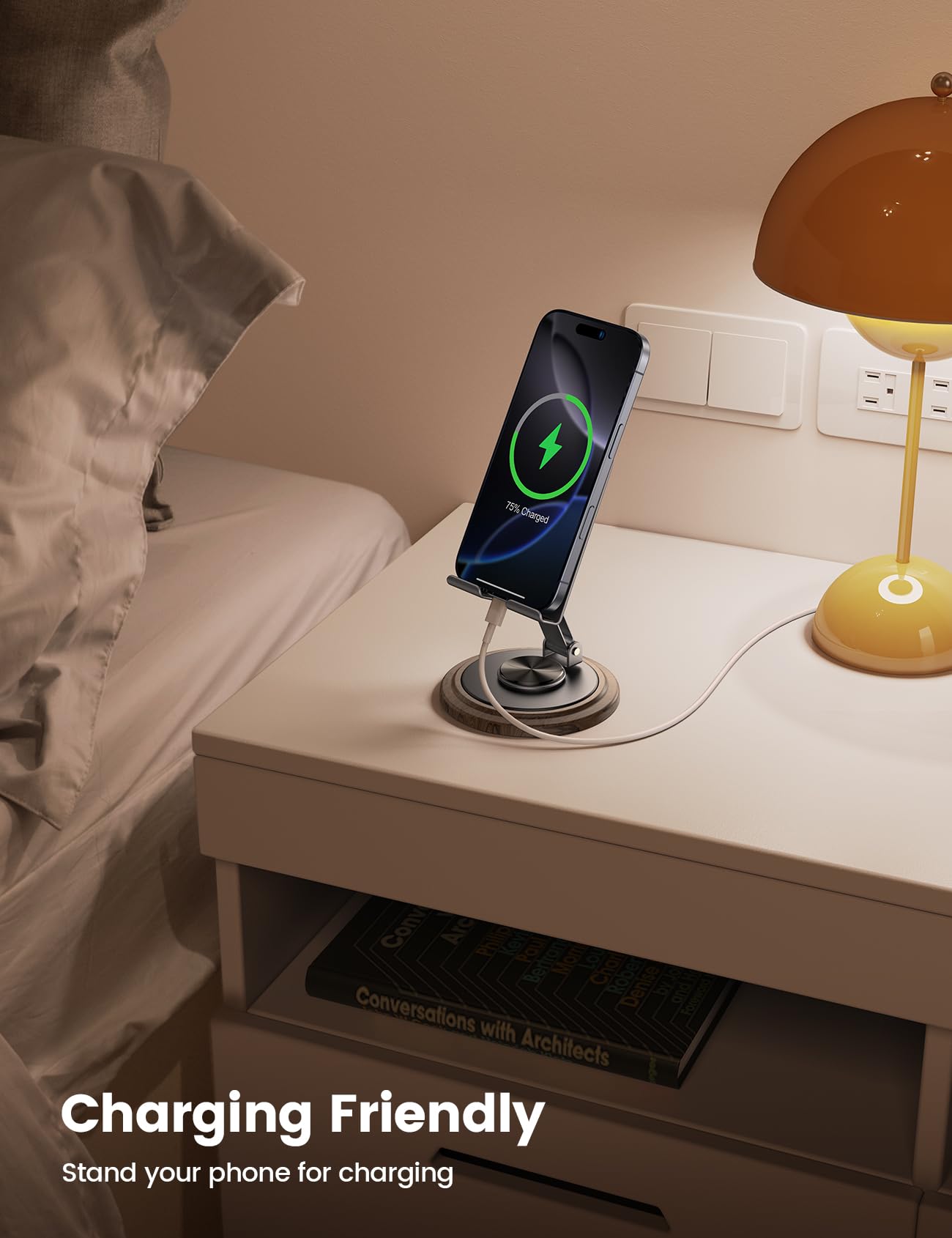 Foto 4 pulgar | Soporte Para Teléfono Celular Lamicall Gris Simulado Madera Granulada - Venta Internacional.