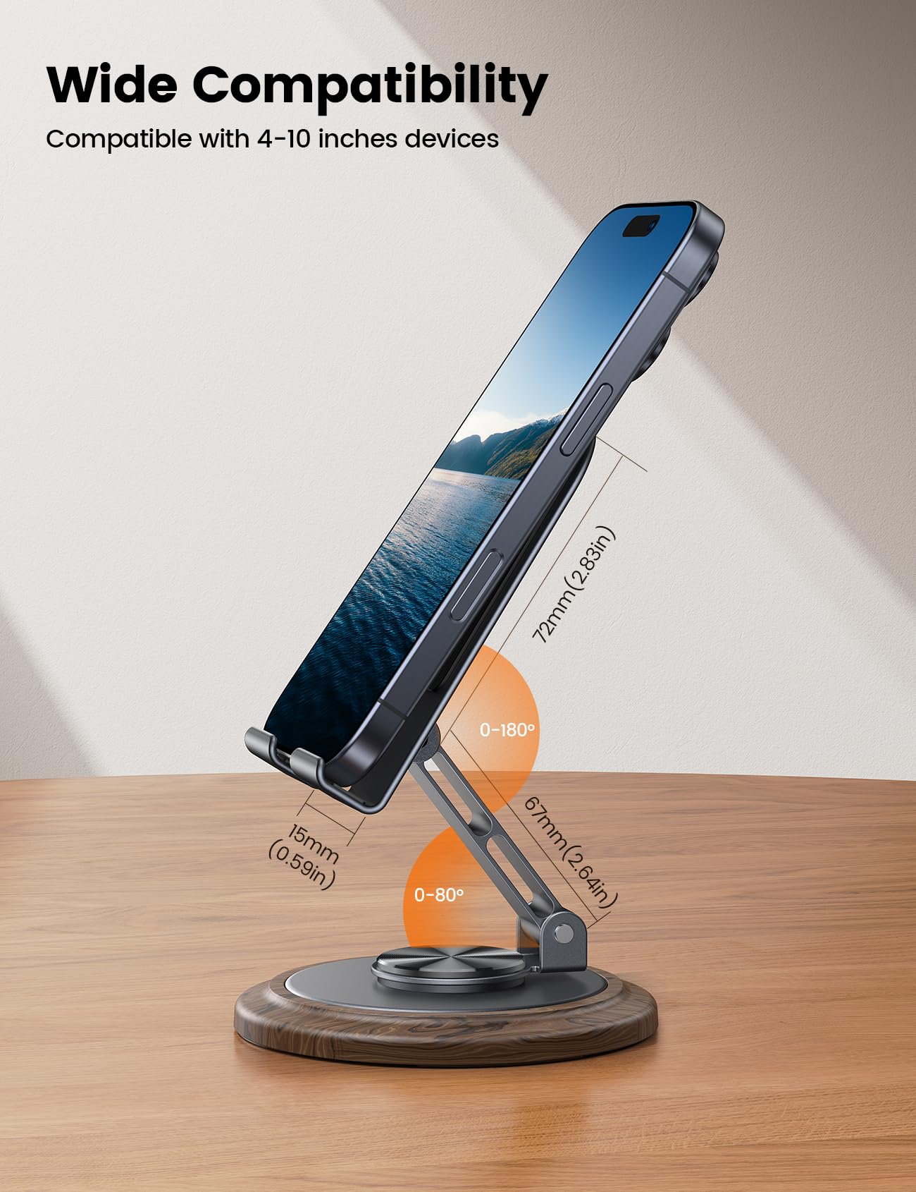 Foto 6 | Soporte Para Teléfono Celular Lamicall Gris Simulado Madera Granulada - Venta Internacional.