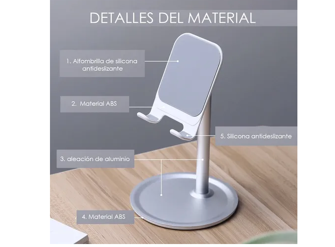 Foto 6 pulgar | Soporte Xtellar Escritorio Tablet Porta Celular Base Aluminio Lujo