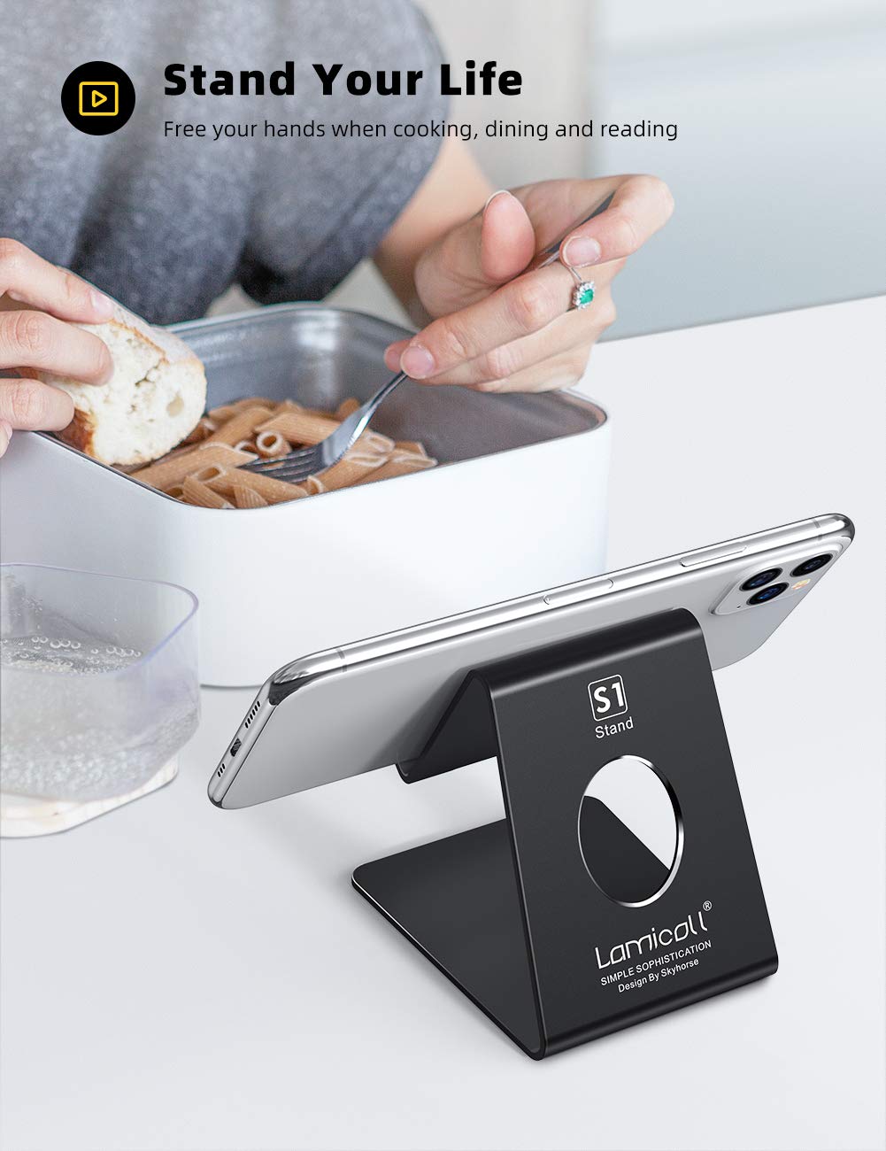 Foto 2 | Soporte Para Teléfono Móvil Lamicall Phone Dock, Soporte Negro - Venta Internacional.