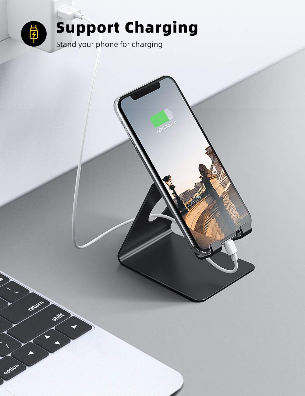 Foto 4 pulgar | Soporte Para Teléfono Móvil Lamicall Phone Dock, Soporte Negro - Venta Internacional.