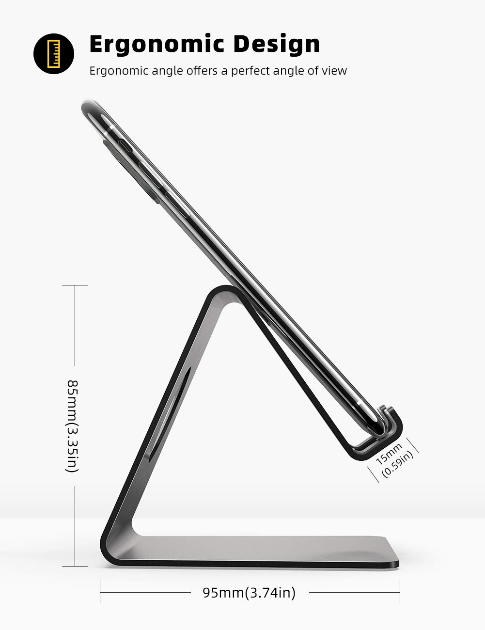 Foto 5 | Soporte Para Teléfono Móvil Lamicall Phone Dock, Soporte Negro - Venta Internacional.