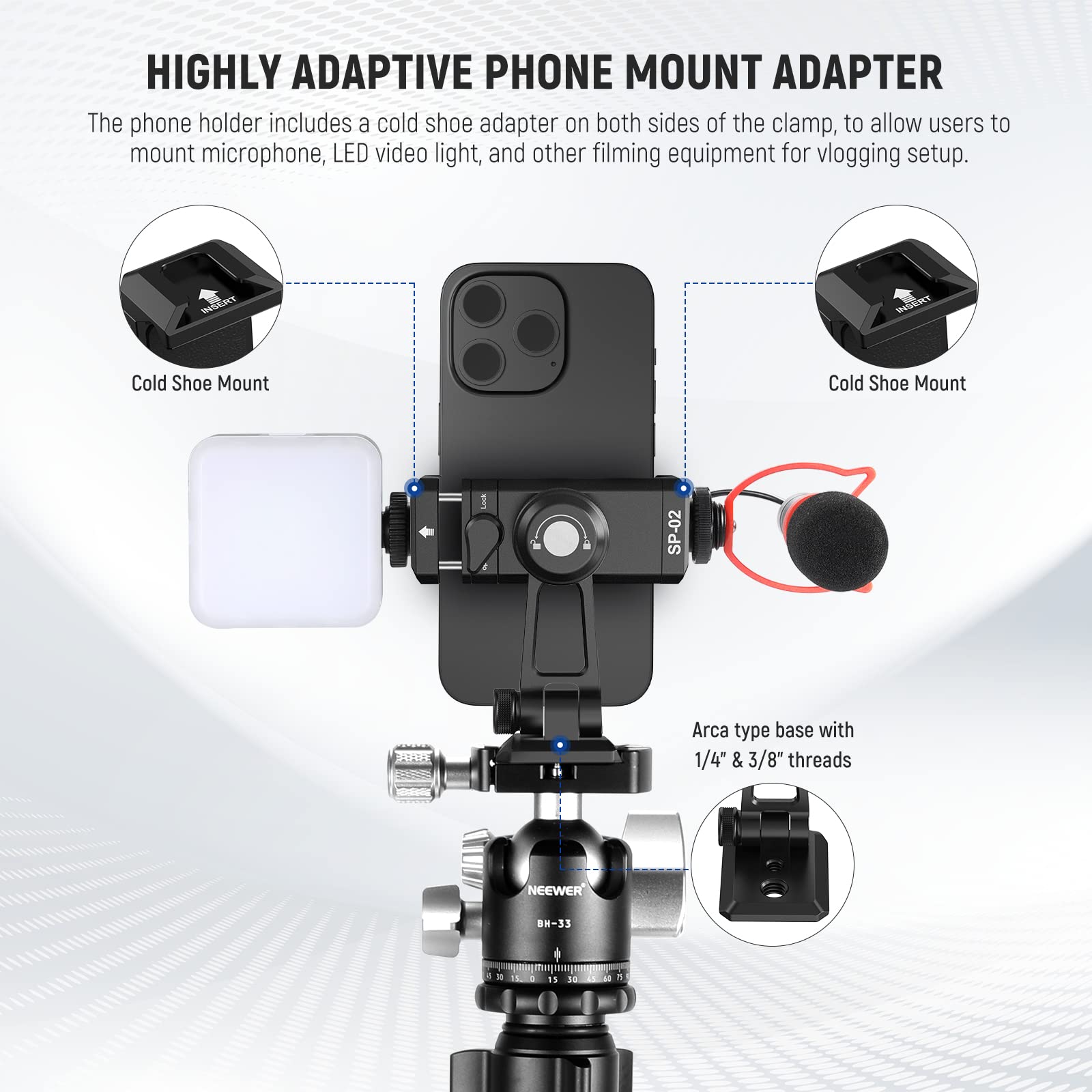 Foto 3 pulgar | Adaptador De Trípode Para Teléfono Neewer Metal Con Base Arca Qr - Venta Internacional.