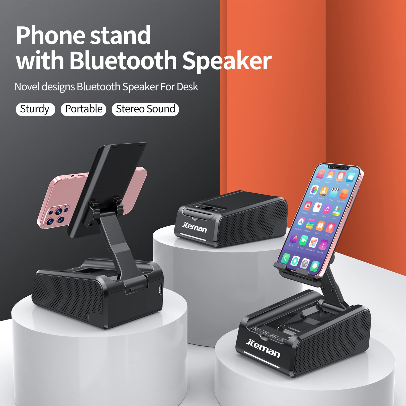 Foto 2 | Altavoz Bluetooth Inalámbrico Con Soporte Para Teléfono Jteman - Venta Internacional.