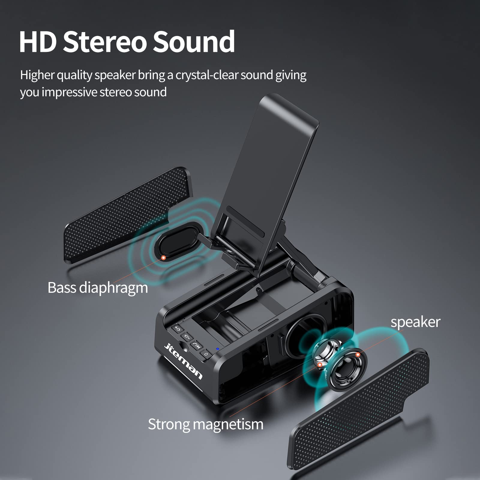 Foto 4 pulgar | Altavoz Bluetooth Inalámbrico Con Soporte Para Teléfono Jteman - Venta Internacional.