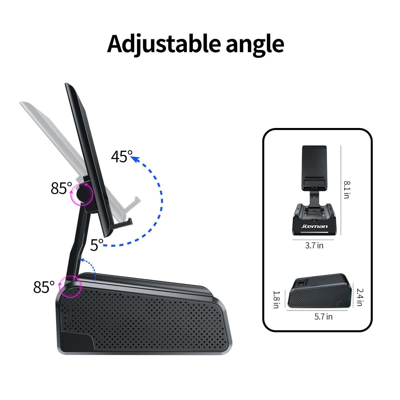 Foto 7 pulgar | Altavoz Bluetooth Inalámbrico Con Soporte Para Teléfono Jteman - Venta Internacional.