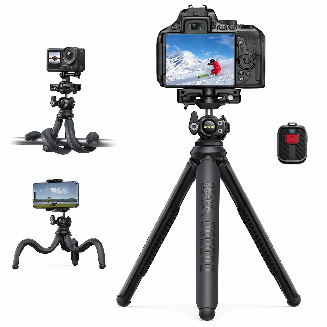 Trípode Lamicall 3 En 1 Flexible Para Cámara Iphone Con Mando A Distancia - Venta Internacional. $966
