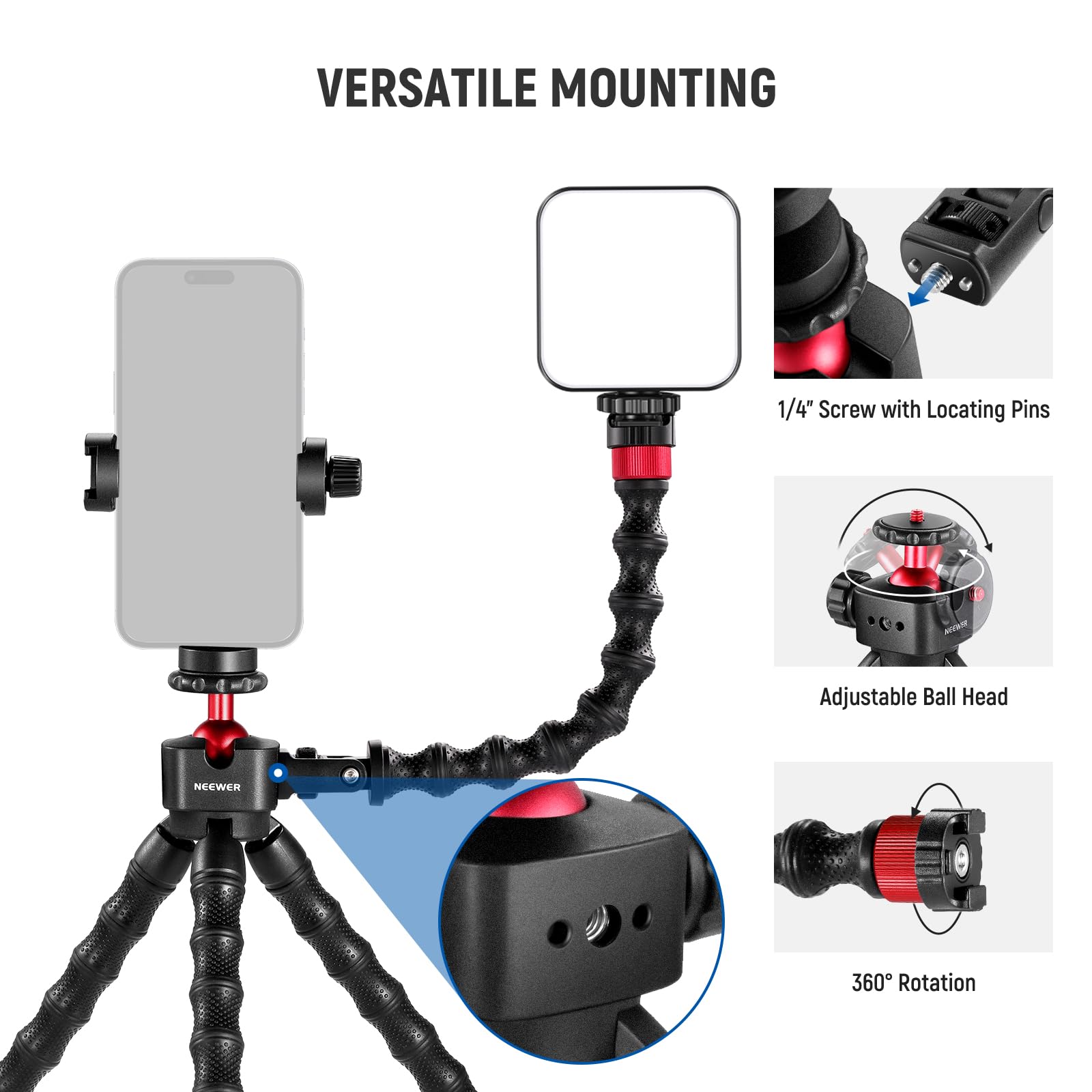 Foto 3 | Trípode Flexible Neewer T91 Para Iphone Mini Con Accesorios - Venta Internacional.