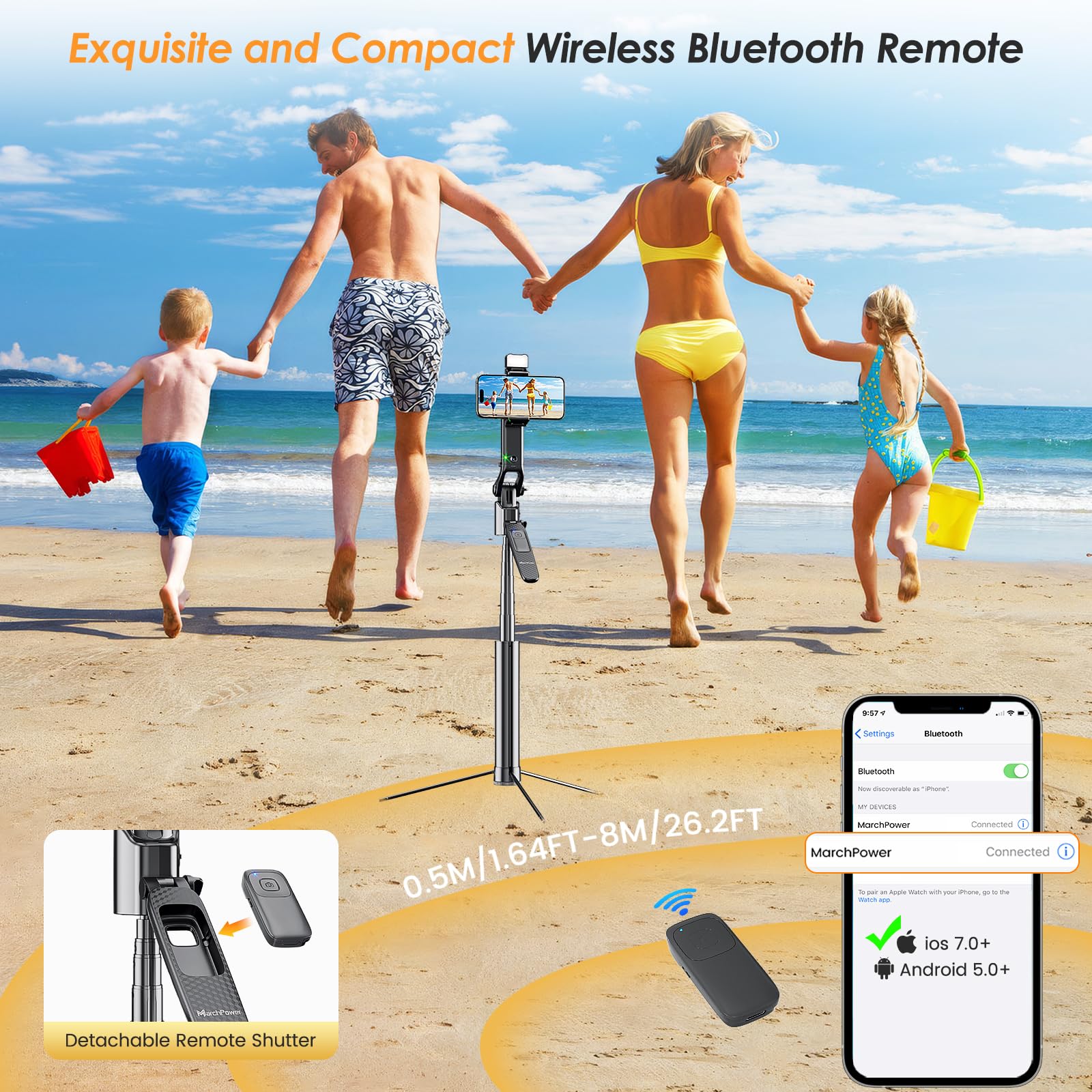 Foto 5 | Trípode Marchpower De 160 Cm Con Seguimiento Facial Automático Remoto Para Iphone - Venta Internacional.