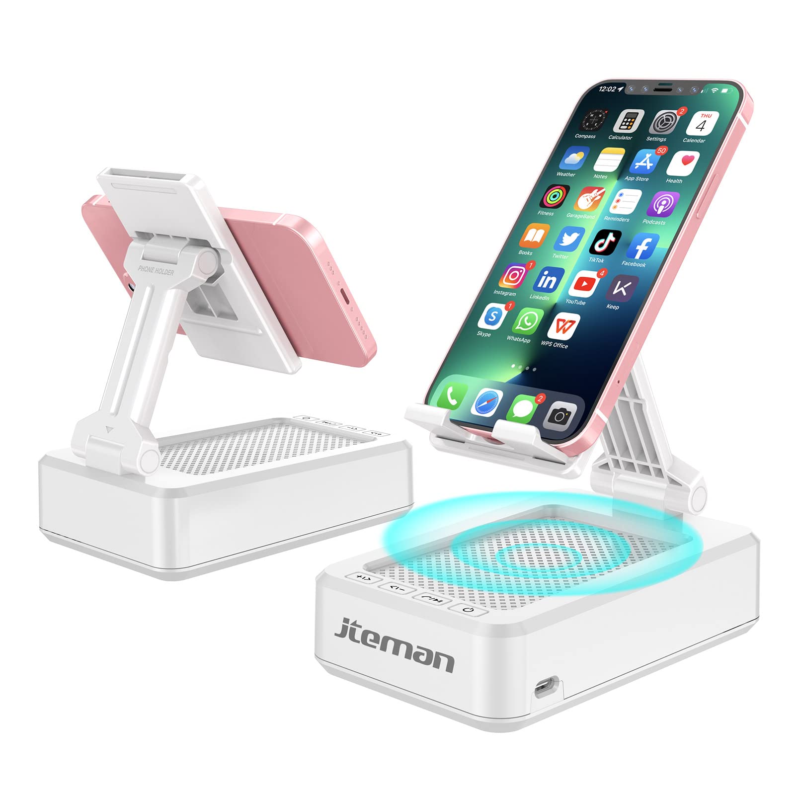 Foto 1 | Soporte Para Teléfono Con Altavoz Bluetooth Jteman Portátil Blanco - Venta Internacional.