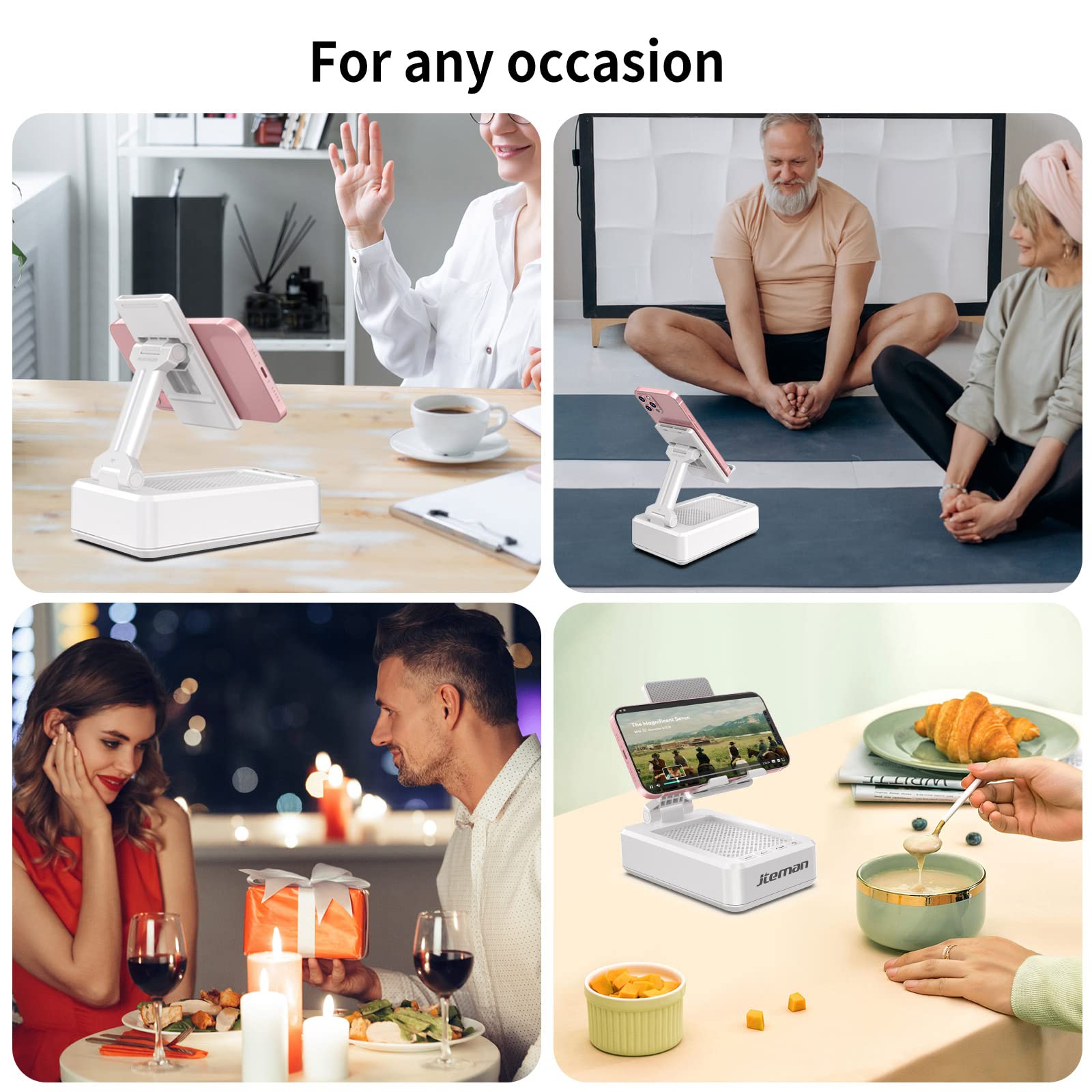 Foto 4 | Soporte Para Teléfono Con Altavoz Bluetooth Jteman Portátil Blanco - Venta Internacional.