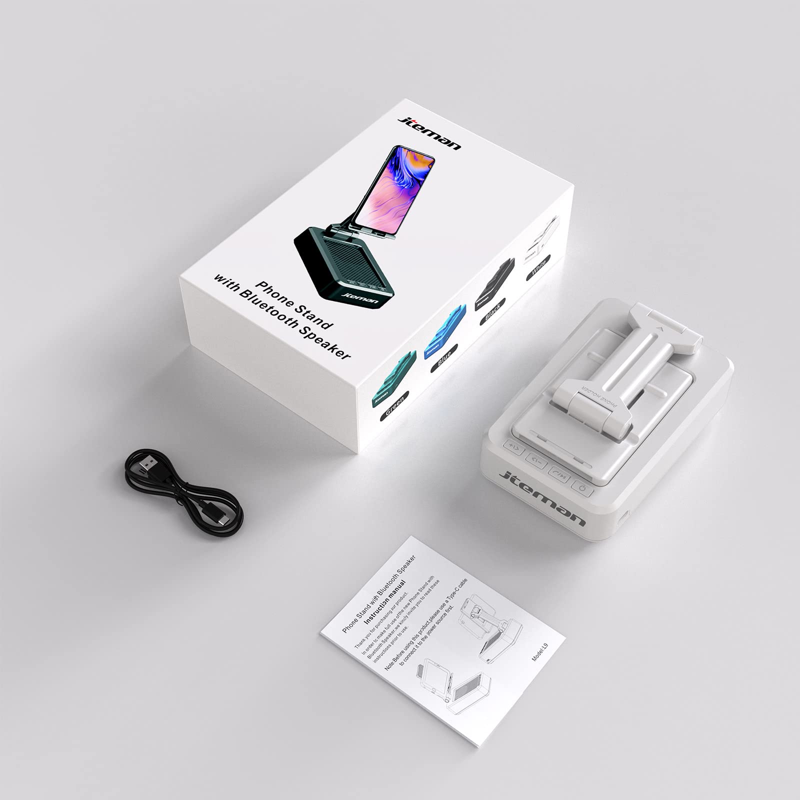 Foto 6 | Soporte Para Teléfono Con Altavoz Bluetooth Jteman Portátil Blanco - Venta Internacional.