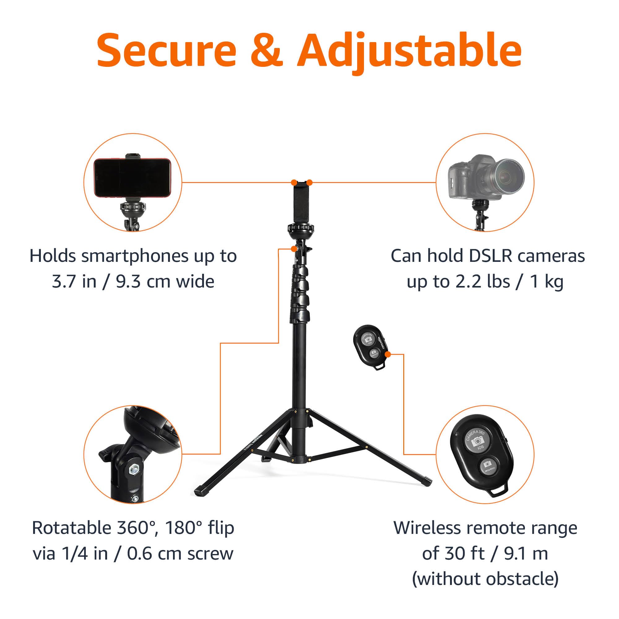 Foto 4 | Trípode Amazon Basics Extensible De 162 Cm Con Mando A Distancia Para Iphone - Venta Internacional.