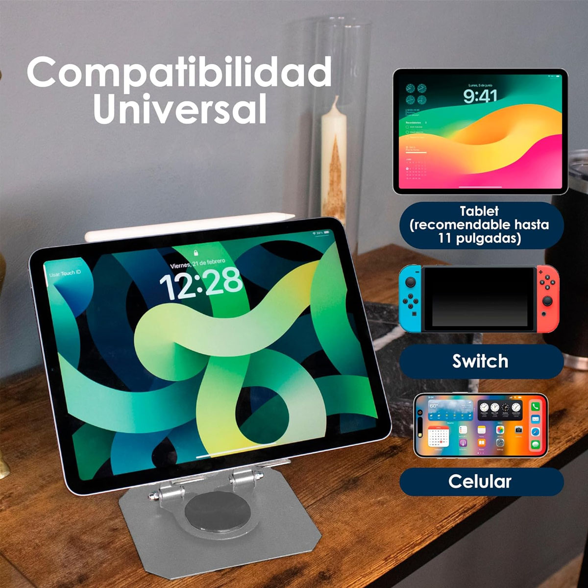 Foto 8 pulgar | Base Ajustable Para Tablet Estable  Flexible Y Compatible Con Todos Los Modelos
