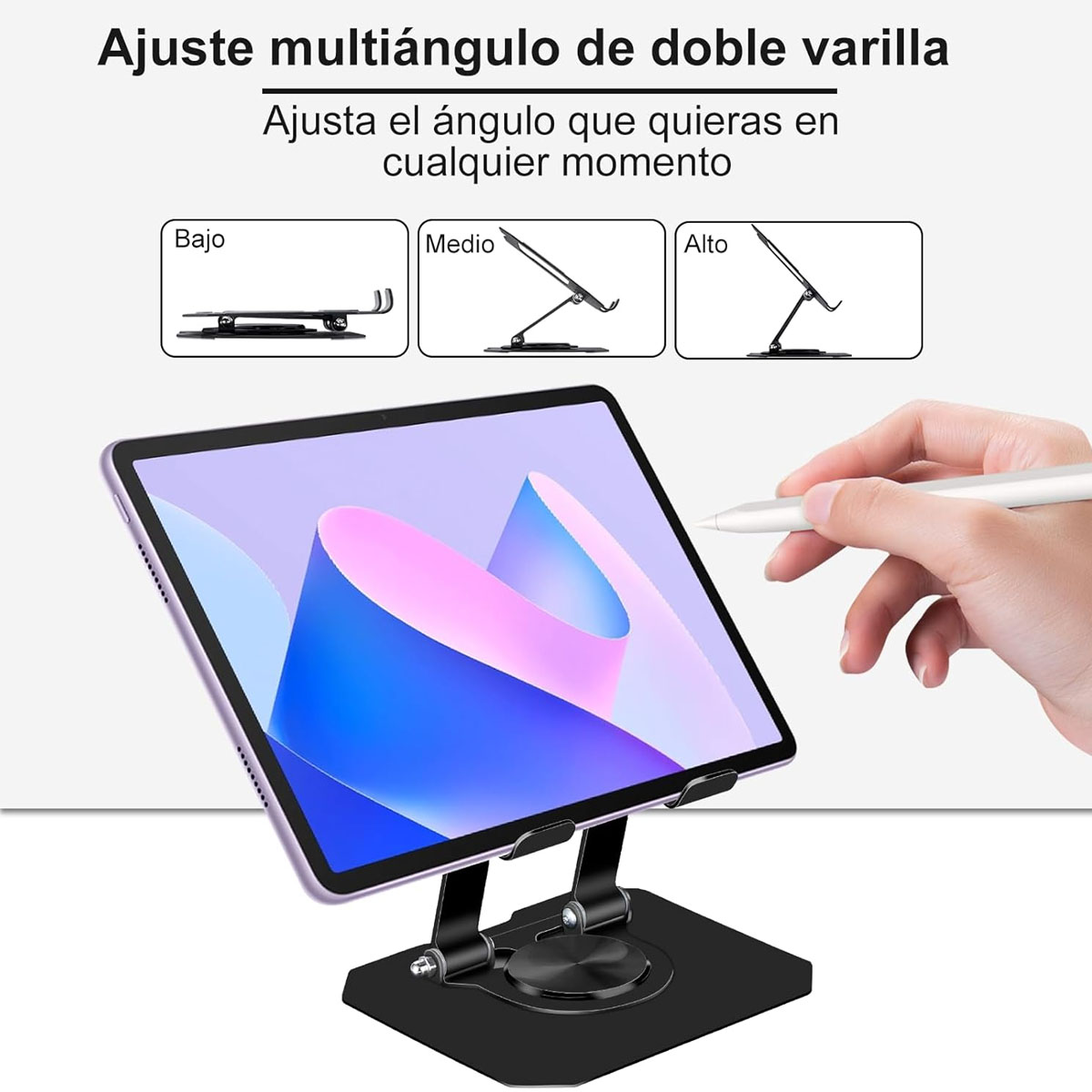 Foto 5 pulgar | Base Ajustable Para Tablet Estable  Flexible Y Compatible Con Todos Los Modelos Color Negro