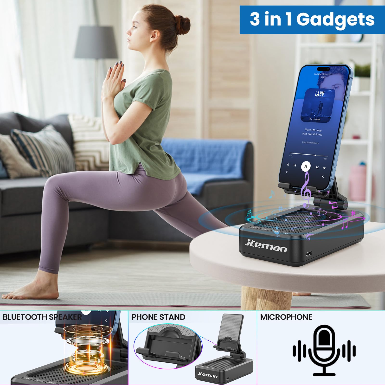 Foto 3 pulgar | Soporte Para Teléfono Celular Con Altavoz Bluetooth Jteman Hd Sound - Venta Internacional.
