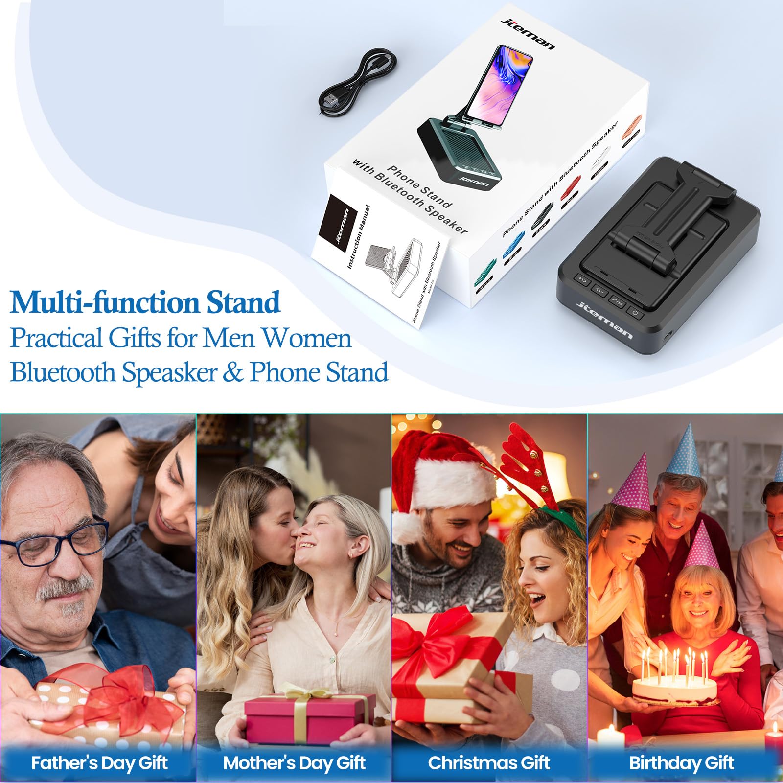 Foto 8 pulgar | Soporte Para Teléfono Celular Con Altavoz Bluetooth Jteman Hd Sound - Venta Internacional.
