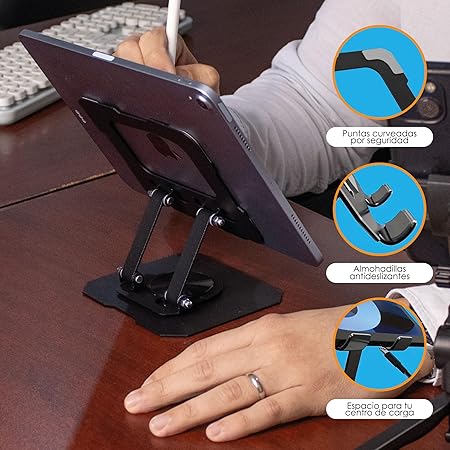 Foto 4 pulgar | Base Soporte Para Tablet Archy De Aluminio Multiposicion Base Giratoria Altura Ajustable Portatil Plegable Para Oficina