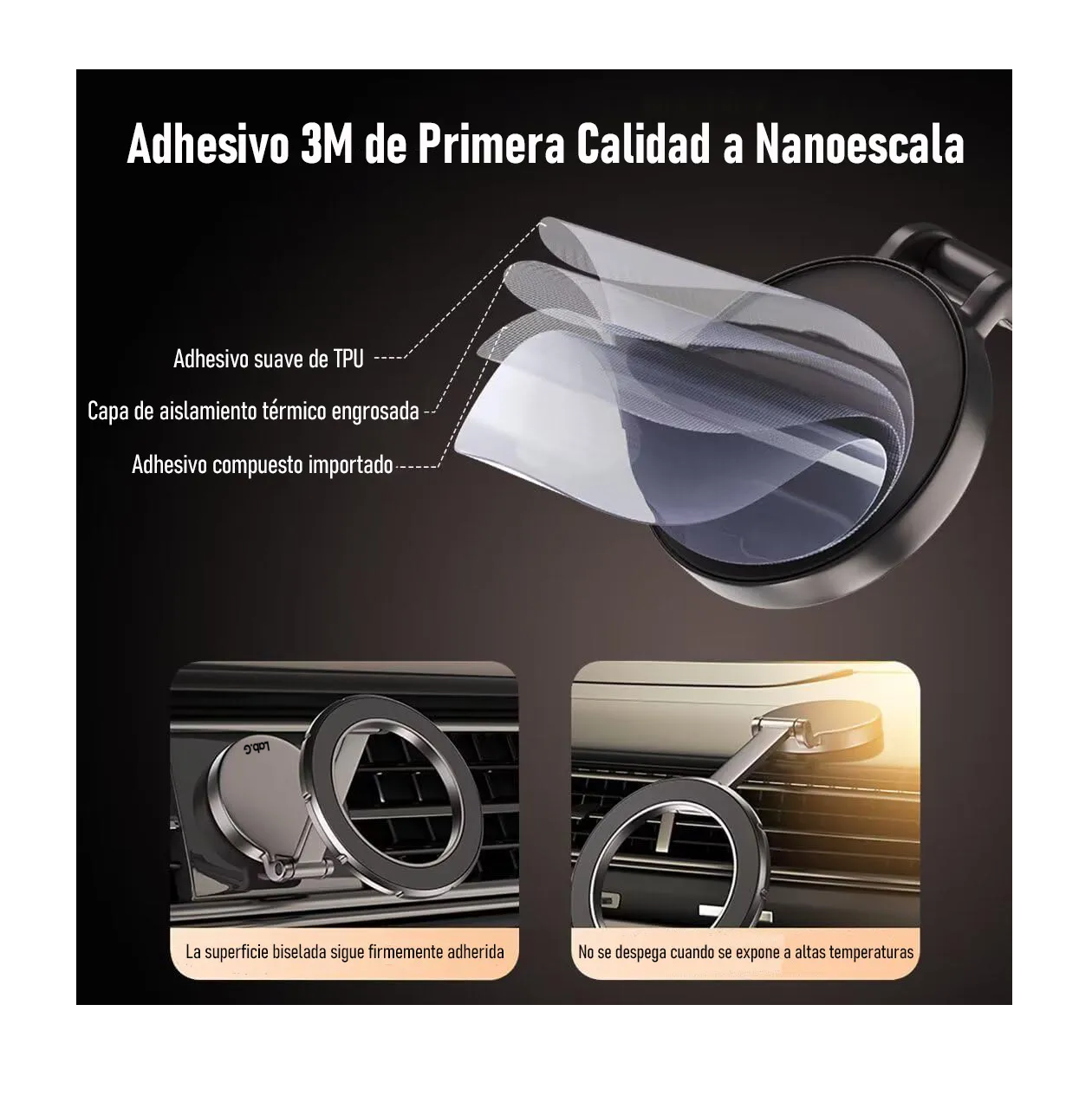 Foto 5 | Base Soporte Magnetico Para Celular Para Coche Gris