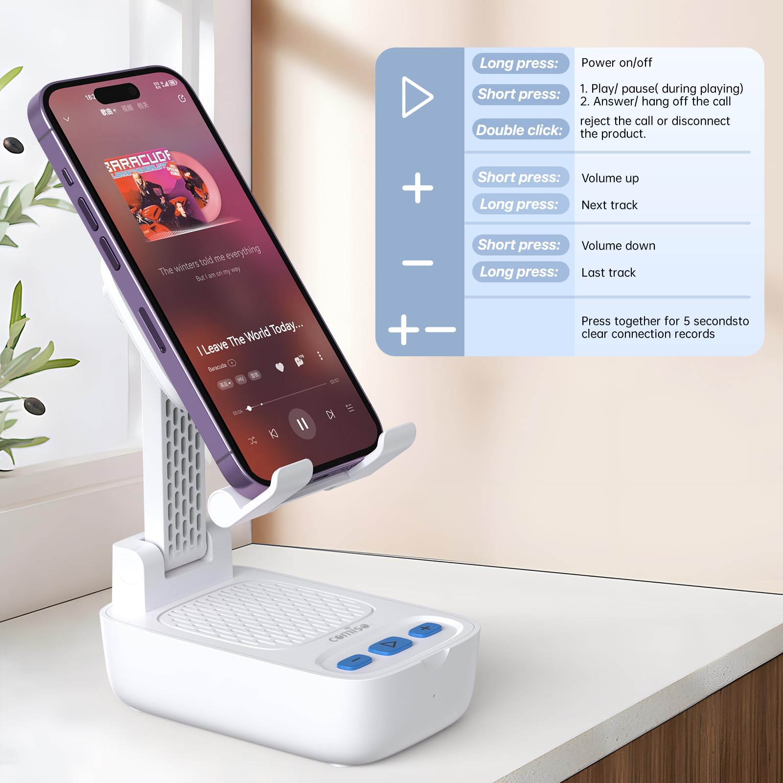 Foto 5 | Soporte Para Teléfono Con Altavoz Bluetooth Inalámbrico Comiso X8 - Venta Internacional.