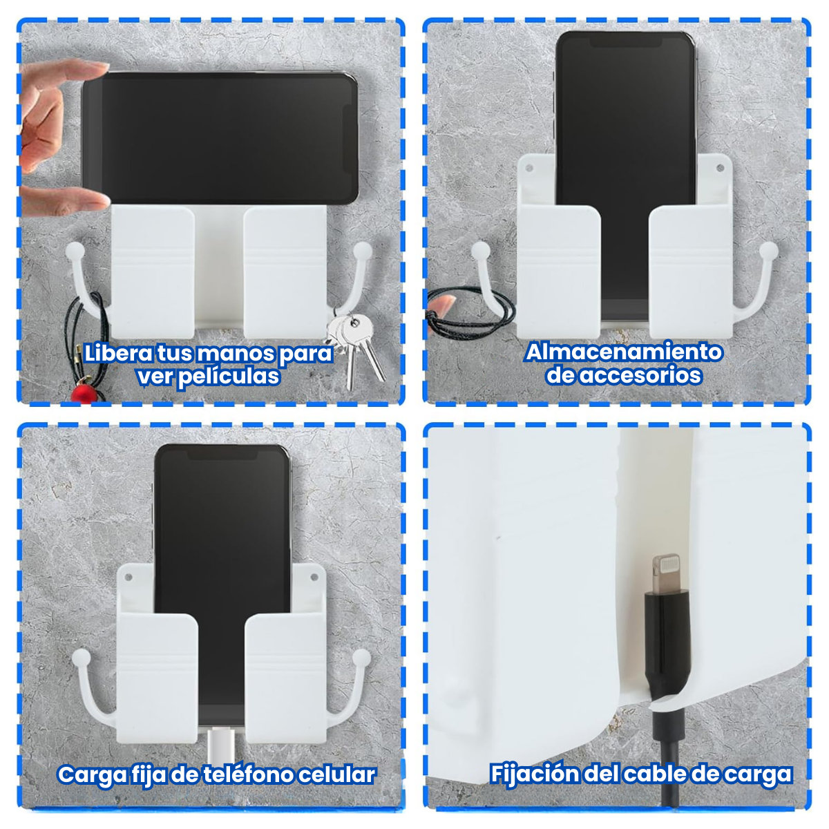 Foto 5 | Apoya Celular Adhesivo para Pared 3 Piezas