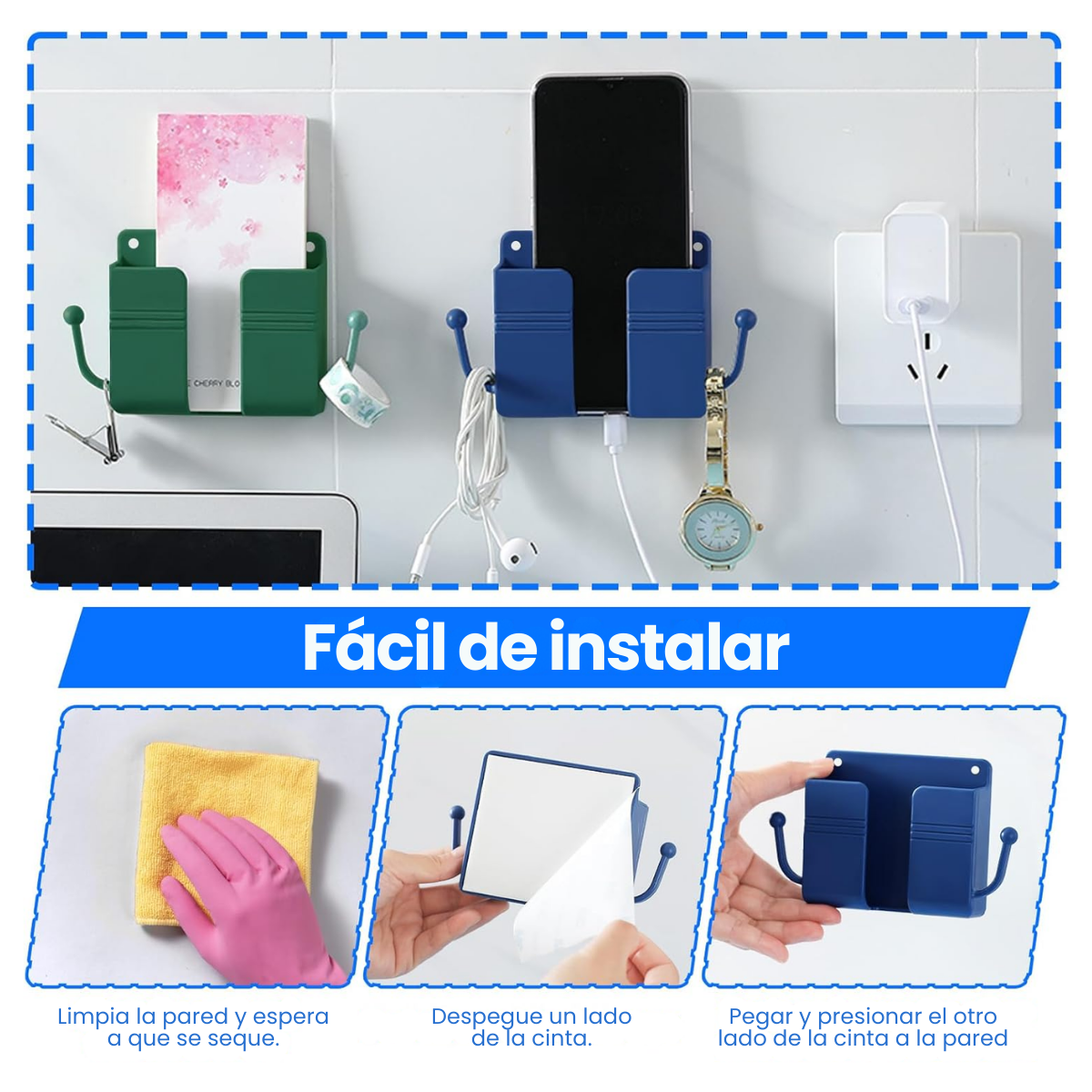 Foto 6 | Apoya Celular Adhesivo para Pared 3 Piezas
