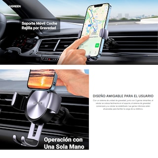Foto 2 | Soporte de Celular para Automóvil en Rendija de Ventilación Ugreen 50564 Negro Rotación de 360
