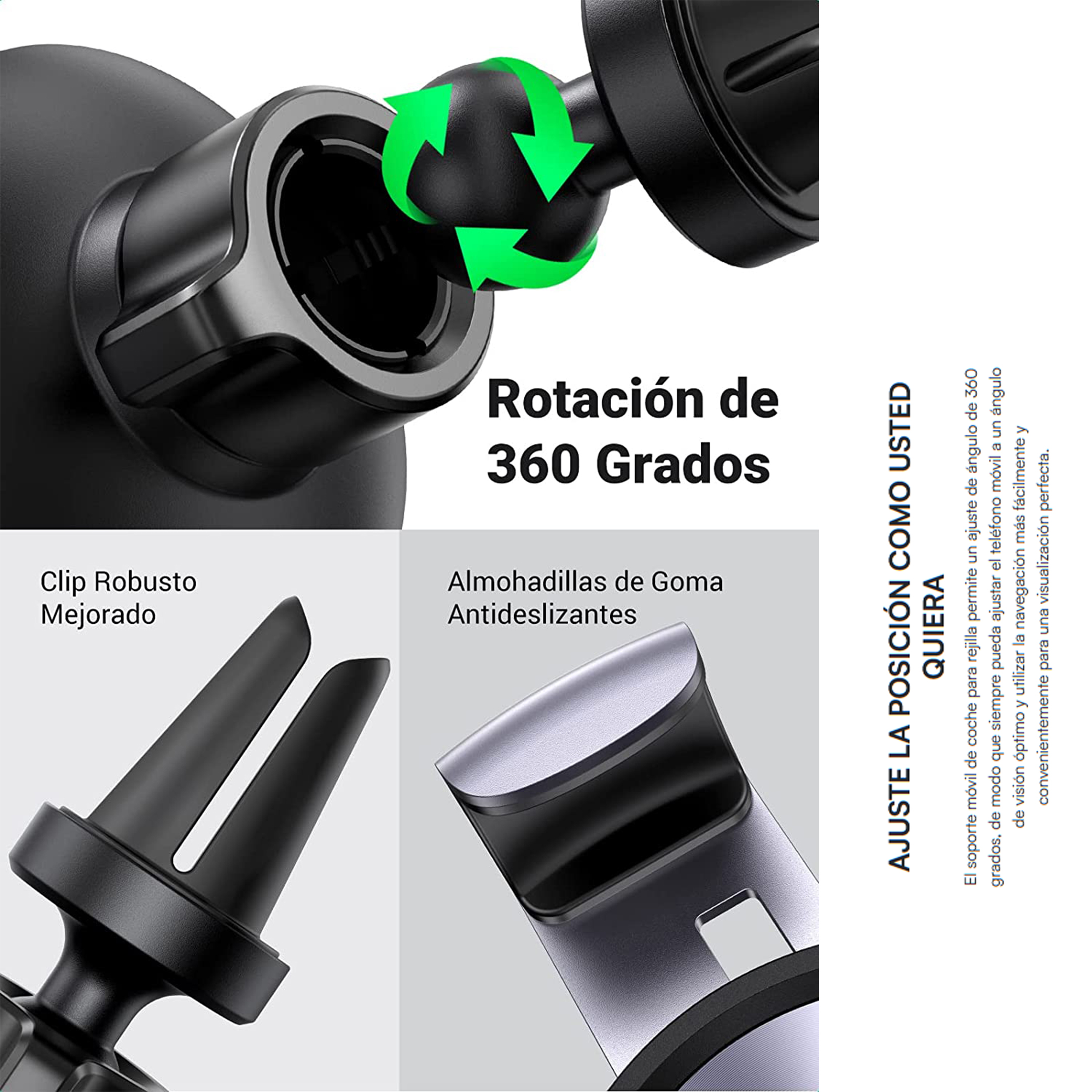 Foto 4 | Soporte de Celular para Automóvil en Rendija de Ventilación Ugreen 50564 Negro Rotación de 360