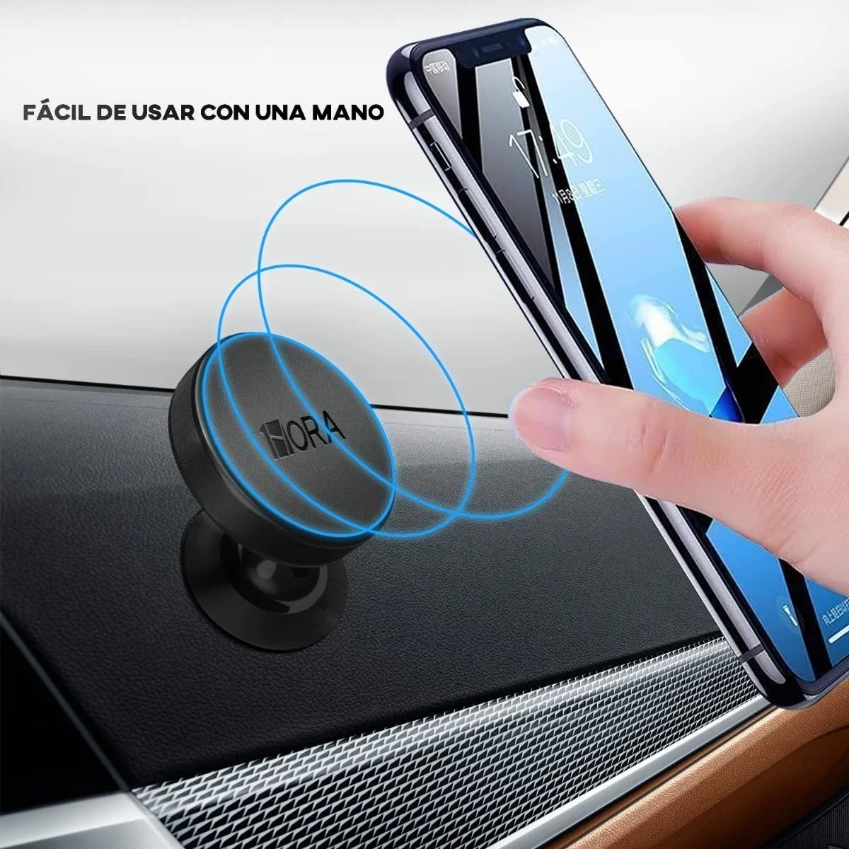 Foto 4 pulgar | Soporte Magnético de Aluminio para Celular 1 Hora PJ093 Negro