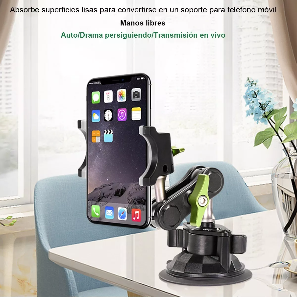 Foto 4 pulgar | Soporte Universal Para Teléfono De Coche Estable Antichoque Eo Safe Imports Esi-10266 Negro