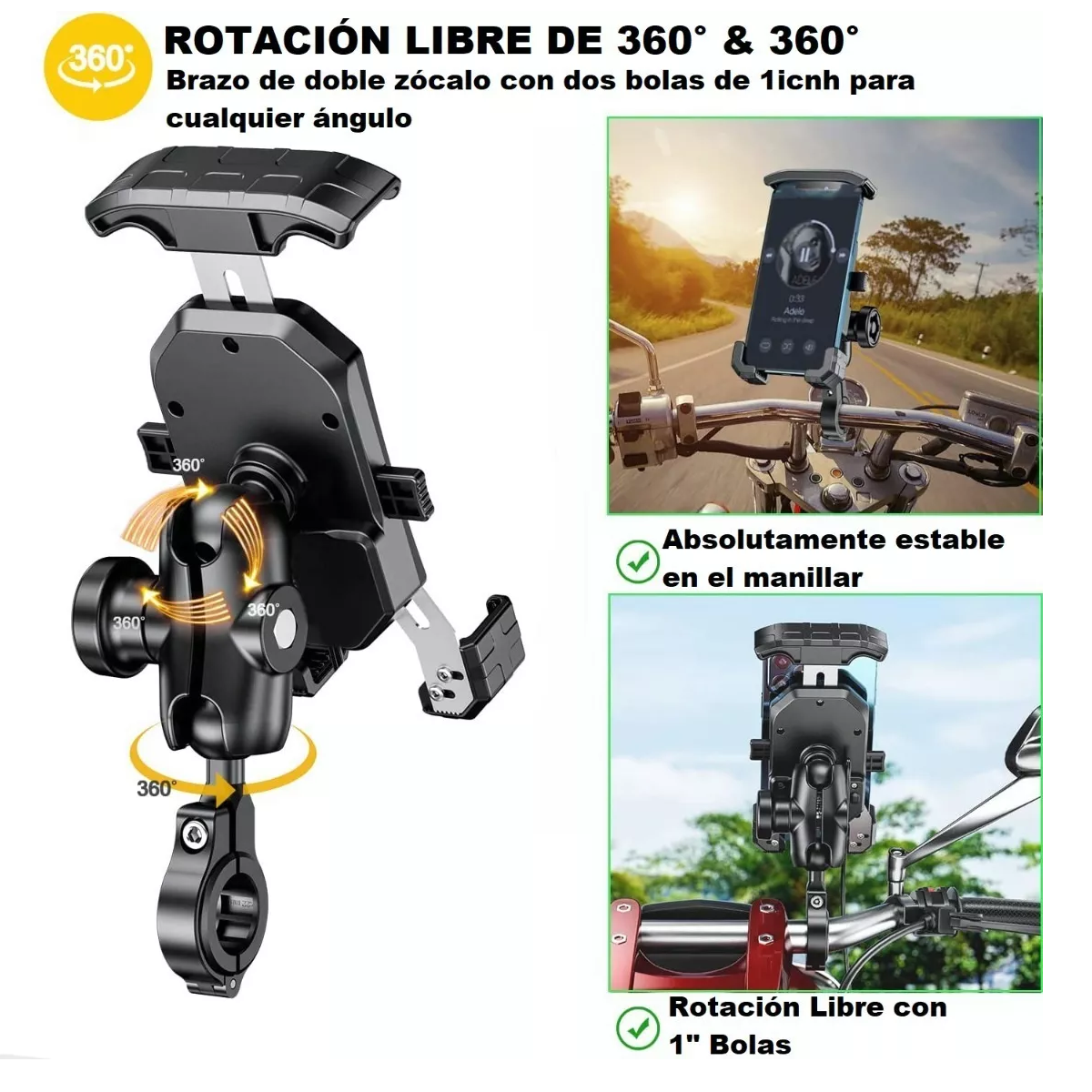 Foto 3 pulgar | Soporte Antirrobo Porta Celular Para Motocicleta  Eo Safe Imports Esi-10537 Negro