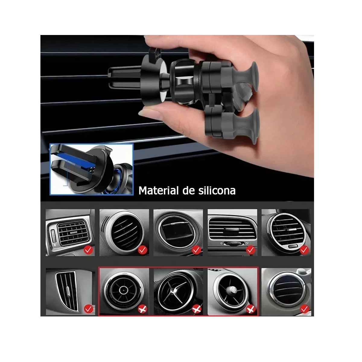 Foto 4 pulgar | Auto Soporte Base Universal, Porta Celular Soporte Coche Gps Eo Safe Imports Esi-10532 Negro