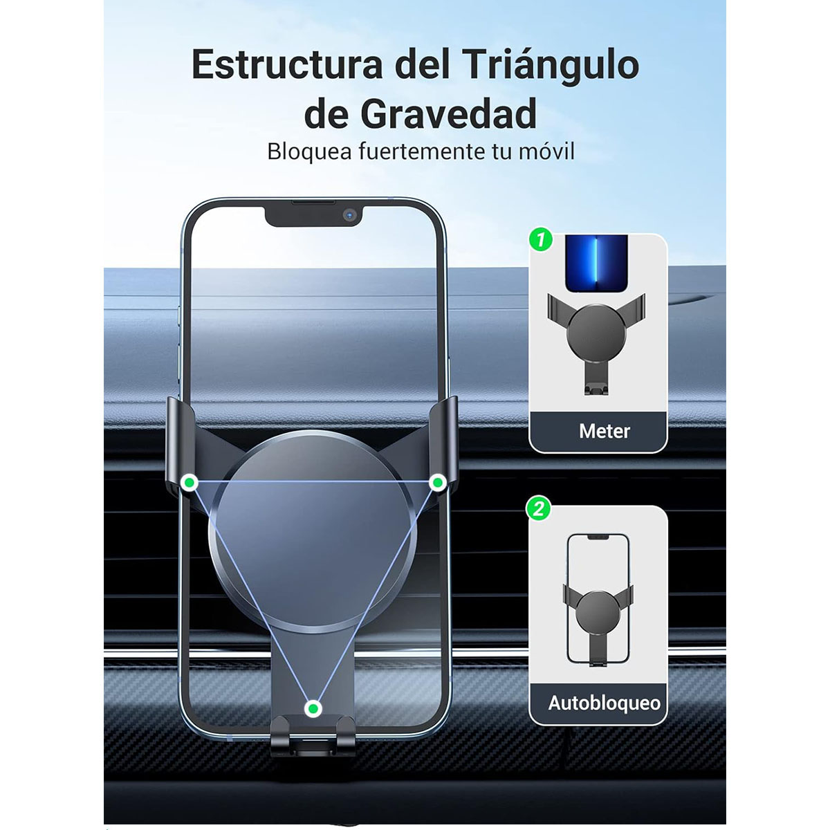 Foto 3 pulgar | Soporte De Celular Para Auto Por Gravedad Porta Base Para Celular De 4.7''-7''