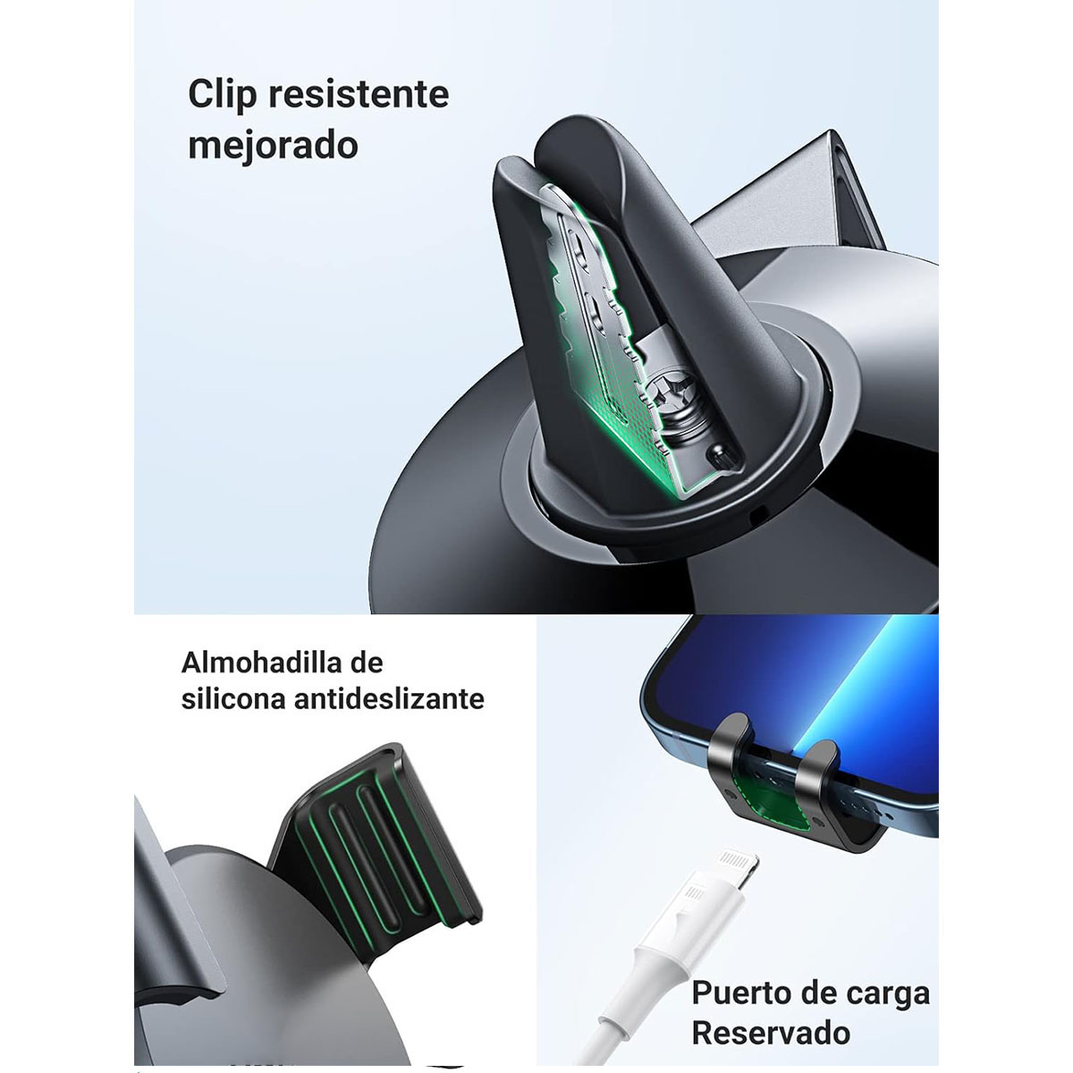 Foto 5 | Soporte De Celular Para Auto Por Gravedad Porta Base Para Celular De 4.7''-7''