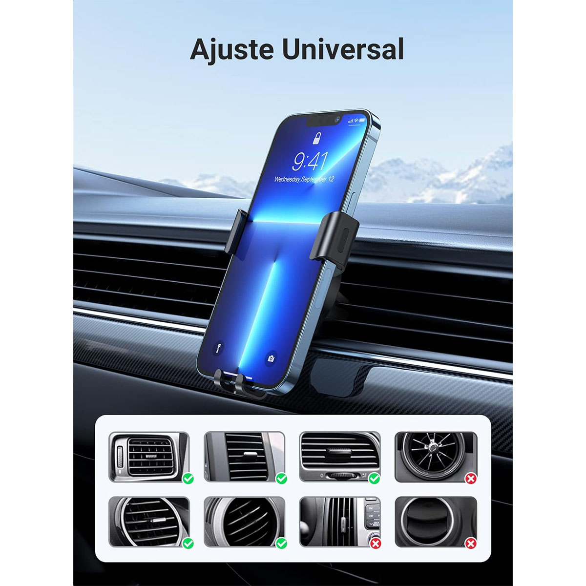 Foto 6 | Soporte De Celular Para Auto Por Gravedad Porta Base Para Celular De 4.7''-7''