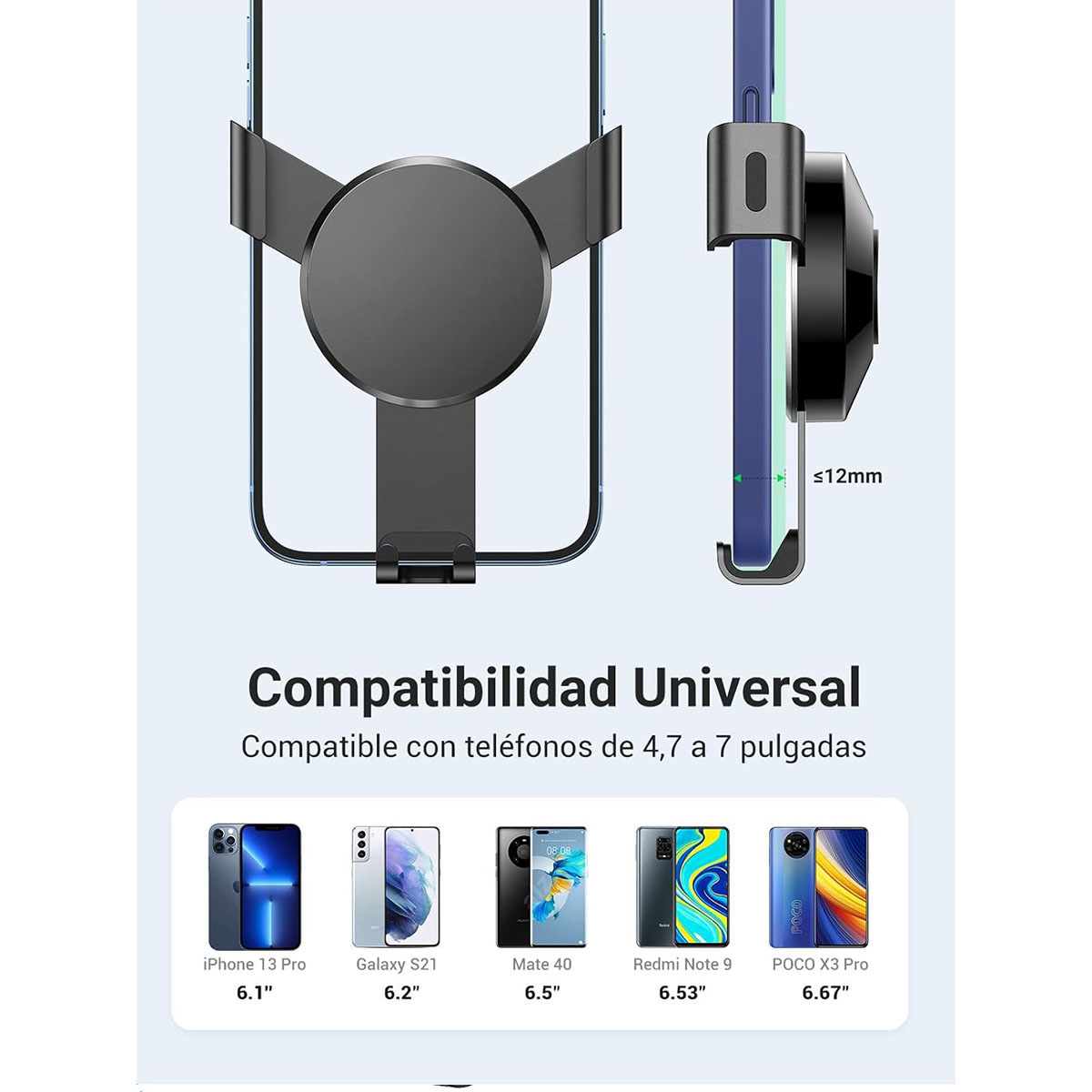 Foto 7 | Soporte De Celular Para Auto Por Gravedad Porta Base Para Celular De 4.7''-7''