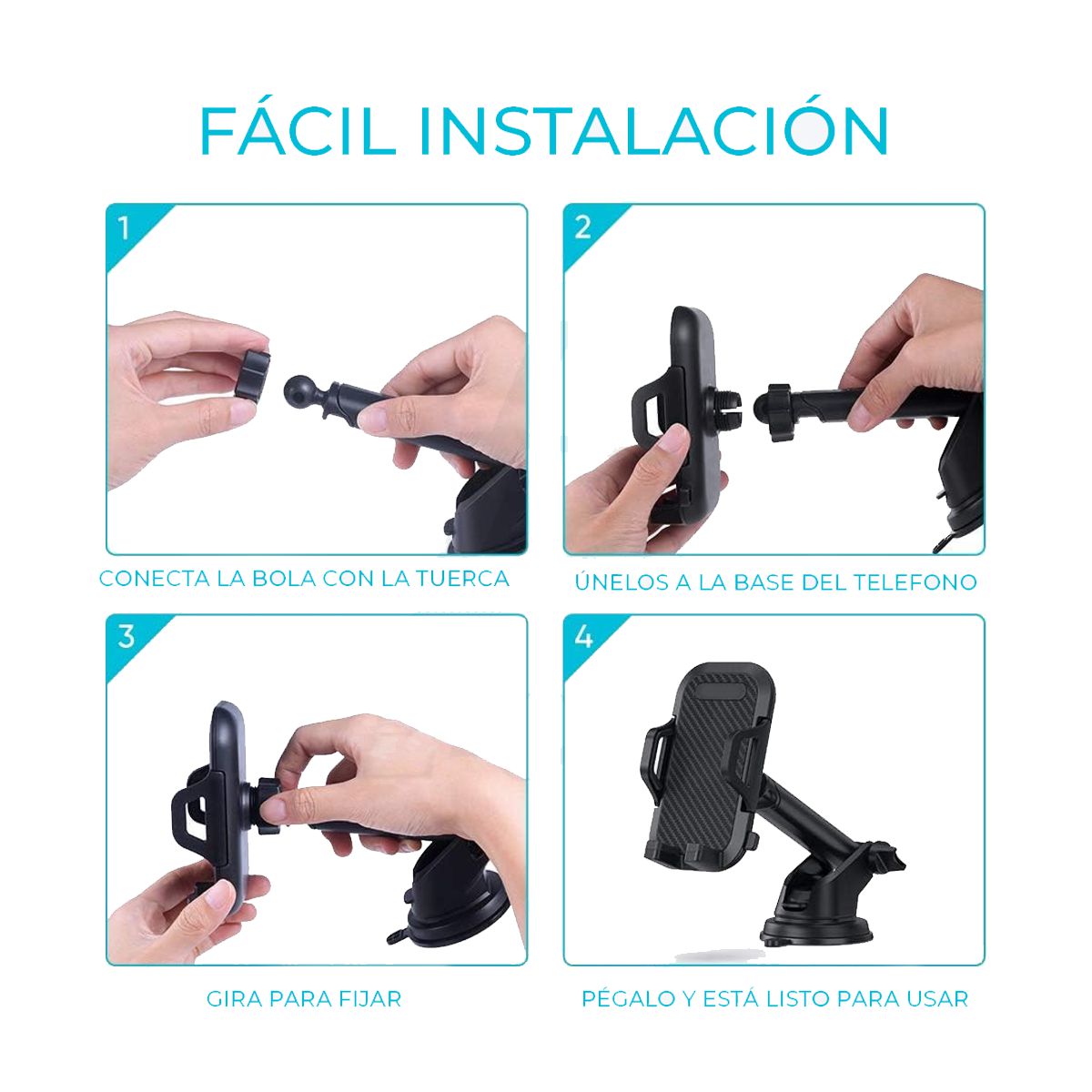 Foto 4 pulgar | Soporte De Celular Para Auto Brazo Extensible Elegate Negro