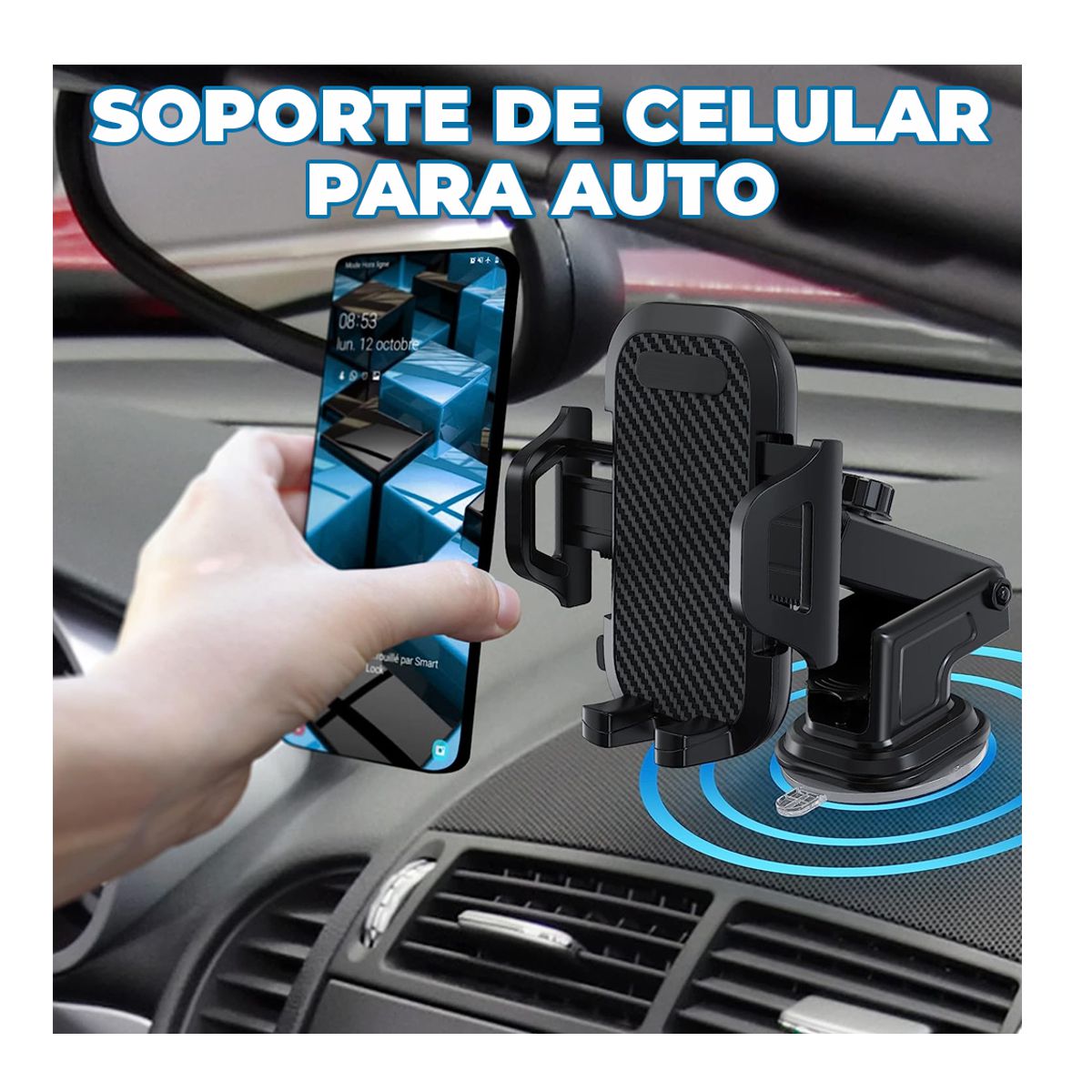 Foto 5 pulgar | Soporte De Celular Para Auto Brazo Extensible Elegate Negro