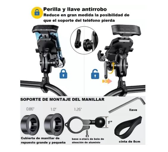 Foto 2 | Soporte Antirrobo Porta Celular para Motocicleta Wünd