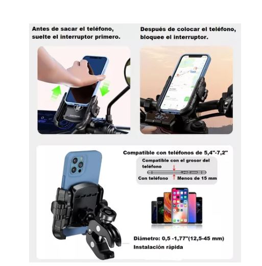 Foto 2 | Soporte Portacelular Wünd Negro para Motocicleta