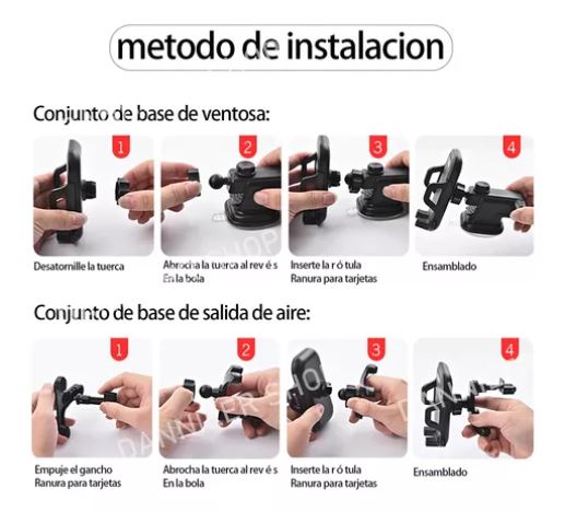 Foto 3 | Soporte Para Teléfono Para Coche Soporte Porta Celular 3en1