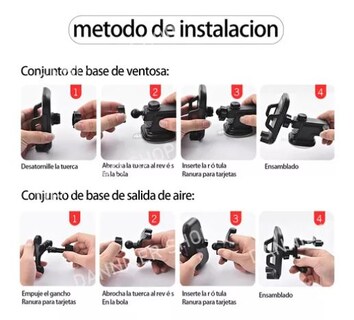 Foto 3 | Soporte Para Teléfono Para Coche Soporte Porta Celular 3en1